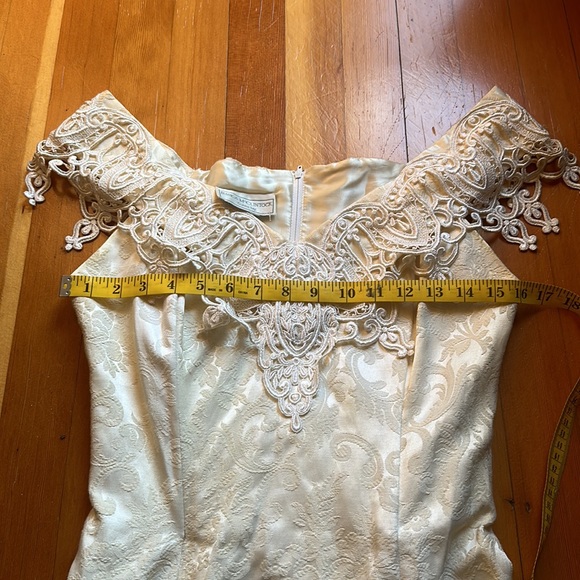 Vintage Lace Neckline Floor Length Gunne Sax Jessica McClintock Dress - Picture 6 of 12